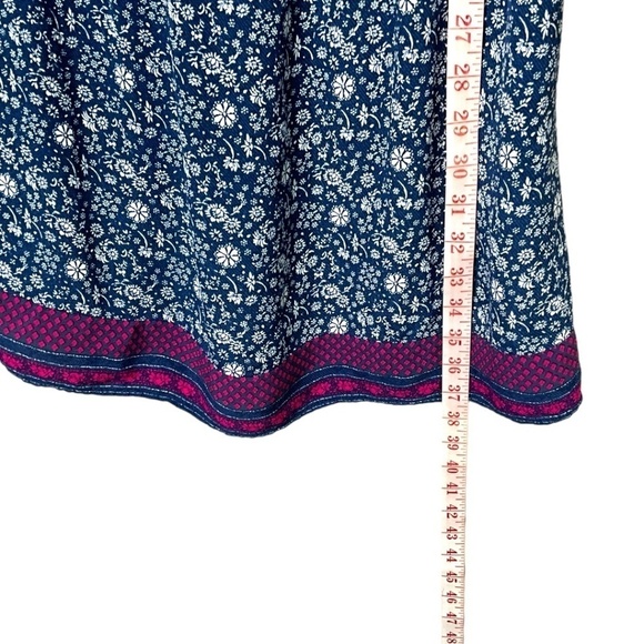 GAP 100% Rayon Crepe Floral Mini Dress Tie Neckline Tie Elasticized Waist Sz S - Picture 7 of 9